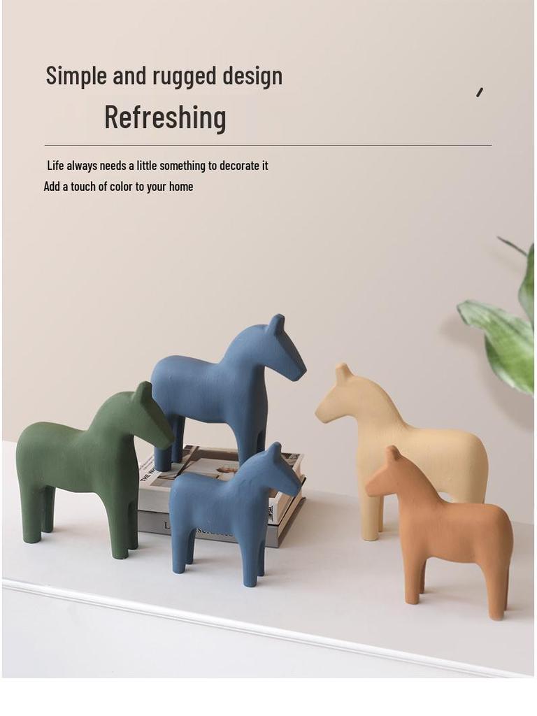 Adorno de Caballo de Madera Estilo Nórdico Morandi para Decoración de Hogar, Oficina o Sala de Estar