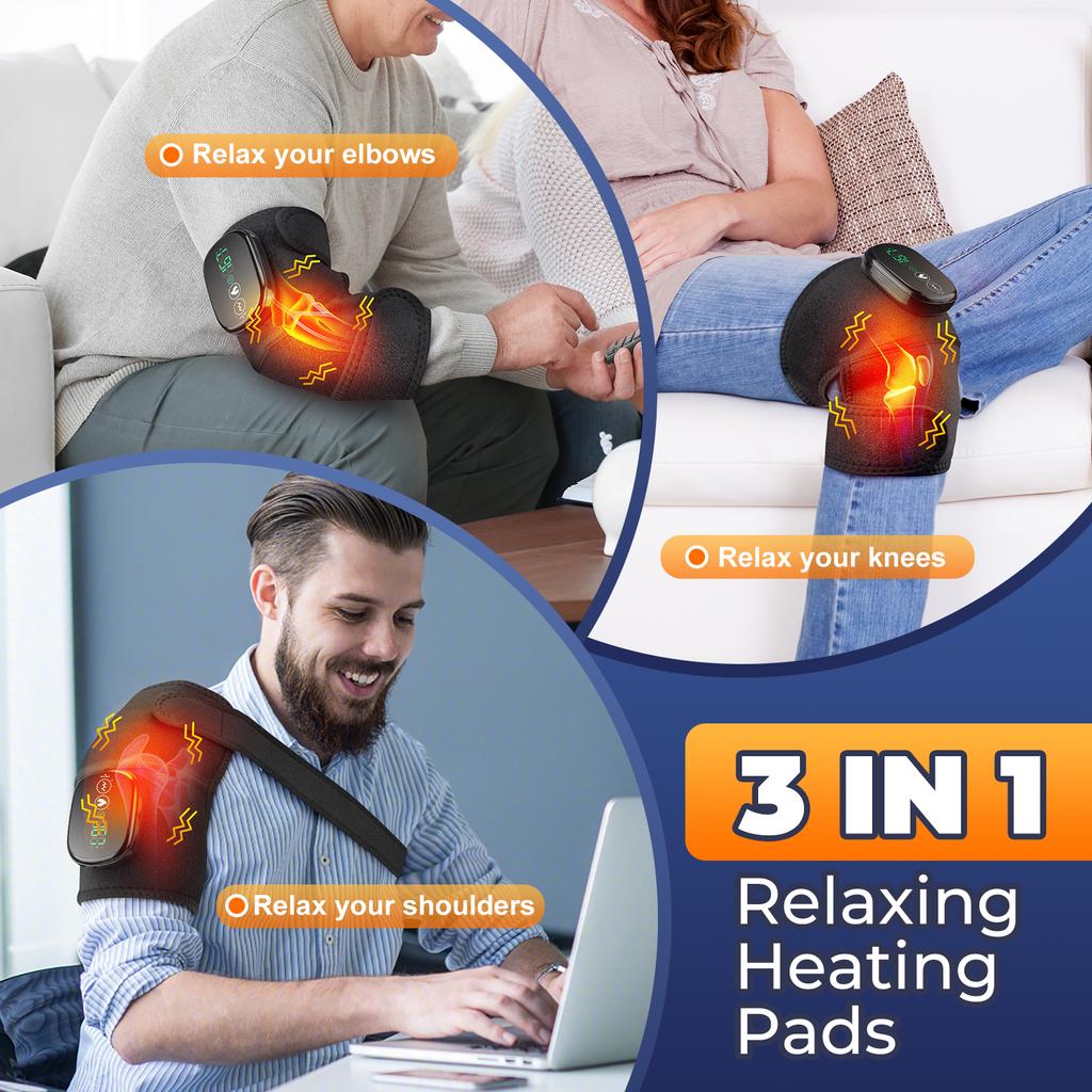 3-in-1 Electric Knee Heating Massager Leg Joint Heating Vibration Massage Elbow Shoulder Support Physical Knee Pads