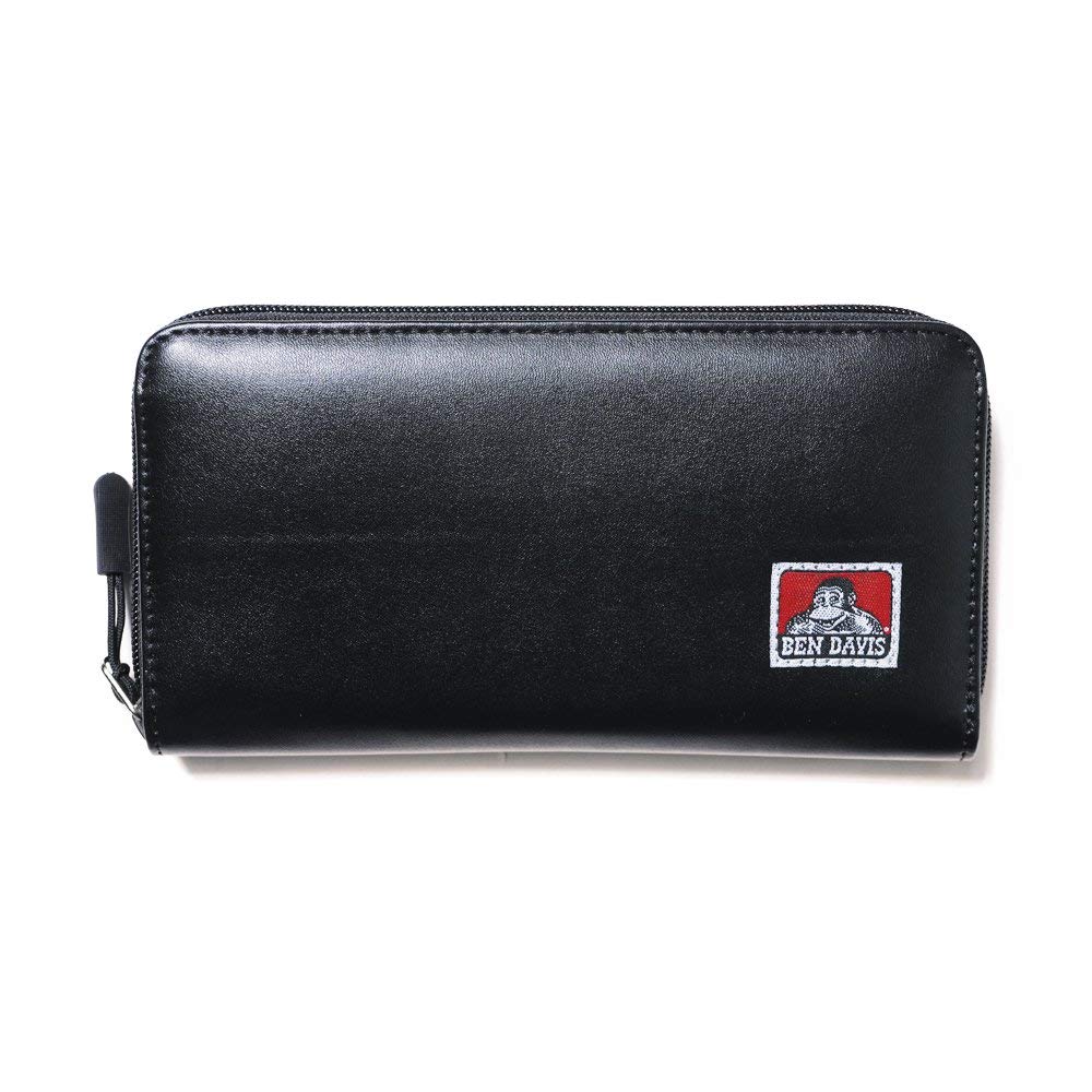 Long Wallet with Round Zipper Leather Black [Ben Davis] Men's (L-Black)