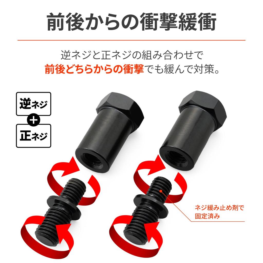 Daytona Motorradspiegeladapter mit Stoßdämpfer 10mm Links und Rechts 99782, Schwarz, Rechtsgewinde, Set,