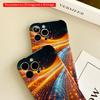 2DFlat Neon Flow: Orange & Blue Light Trails All Inclusive Film Hard Phone Case, Compatible with iPhone 18 Pro Max 17 16 15 14 13 12 11