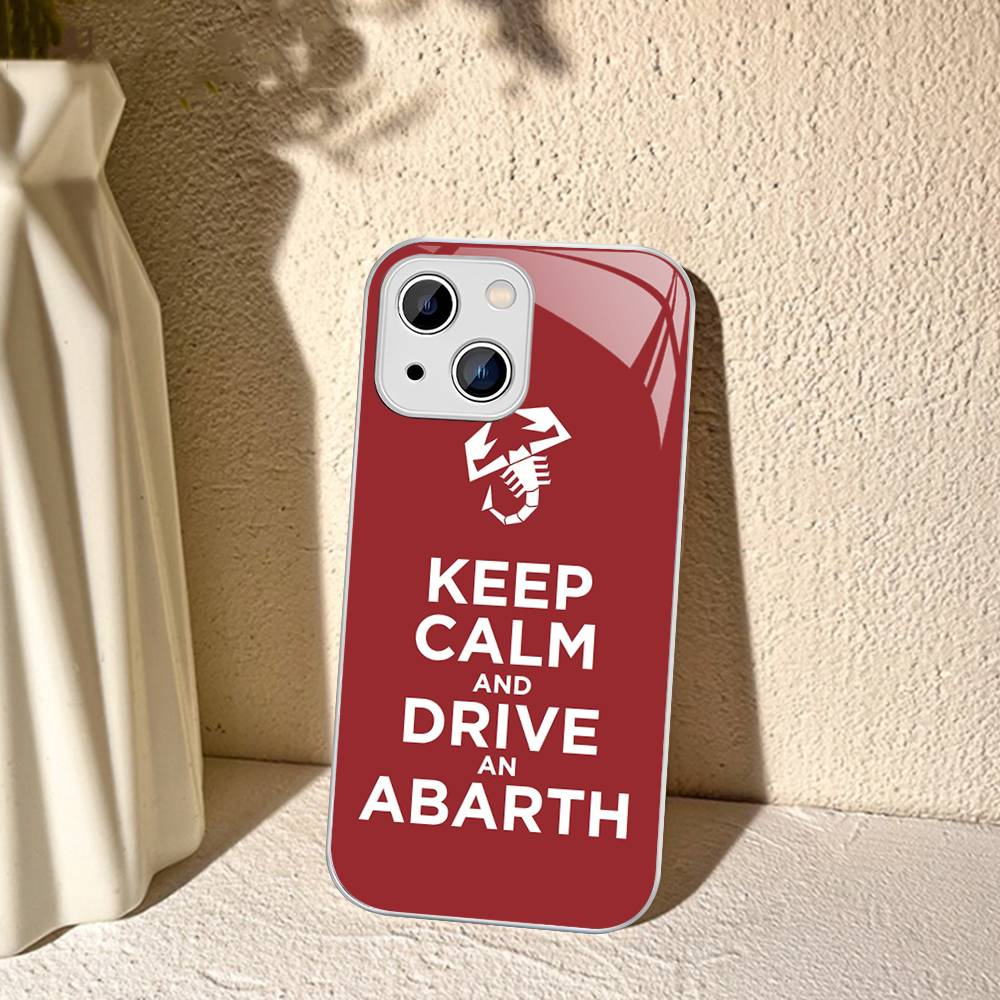 

A-Abarth LOGO Tempered Glass For Iphone 14 13 12 11 Pro Mini XS MAX 14Plus X XS XR Cover iphone 14 pro