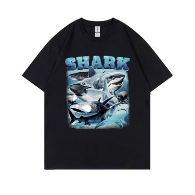 Vintage Shark Graphic Print Tshirt Unisex Women Hip Hop Fashion Oversized T Shirts Unisexs Casual 100 Cotton Short Sleeve Tshirt