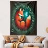 Dreamy Fox and Glowing Butterfly Patterned Tapestry Decorative Wall Hanging, Home Bedroom Living Room Decor