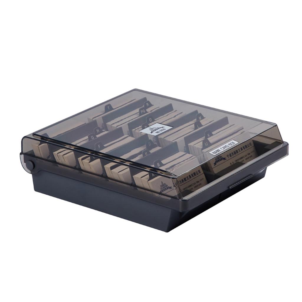 Plastic File Card Storage Box Large Business Card Organizer with Lid Office Supplies Storage Box for Desk