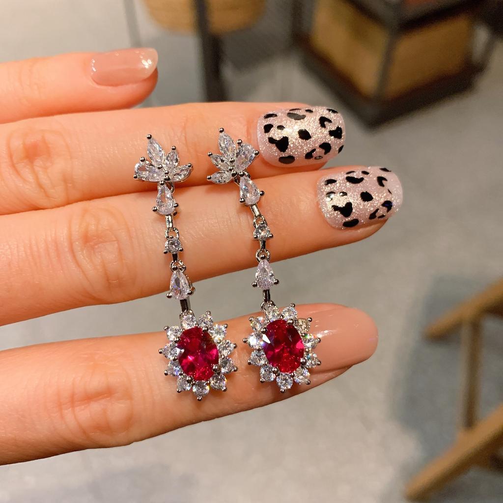 Jewelry Color Treasure Simulation Color Treasure Micro Inlaid Small Clear Stud Earrings Pendant Main Stone 6 * 8