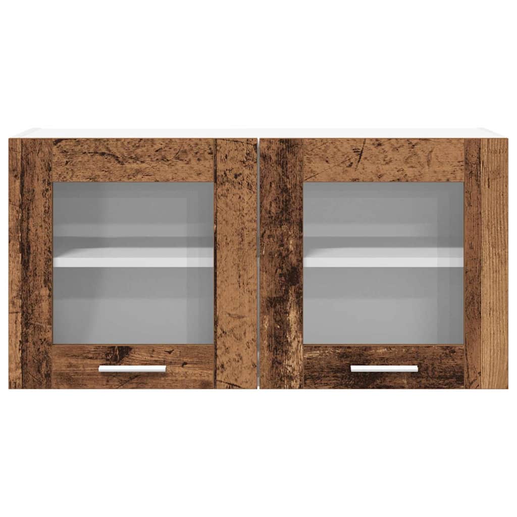 Hanging Cabinet In Vintage Wood and White 80 X 31 X 40 Cm Engineered Wood