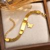 Free Engraving Stainless Steel Custom Bracelets Name Date Gold Color Heart Butterfly Shape For Baby Child's Birthday Gift