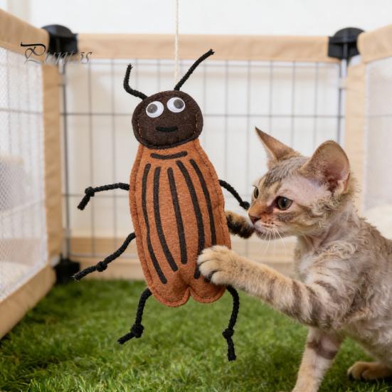 Durable Cat Toy Plush Cockroach Chew Interactive Catnip Self Play Realistic Shaped Felt for Indoor Cats Kittens Hunting Instinct