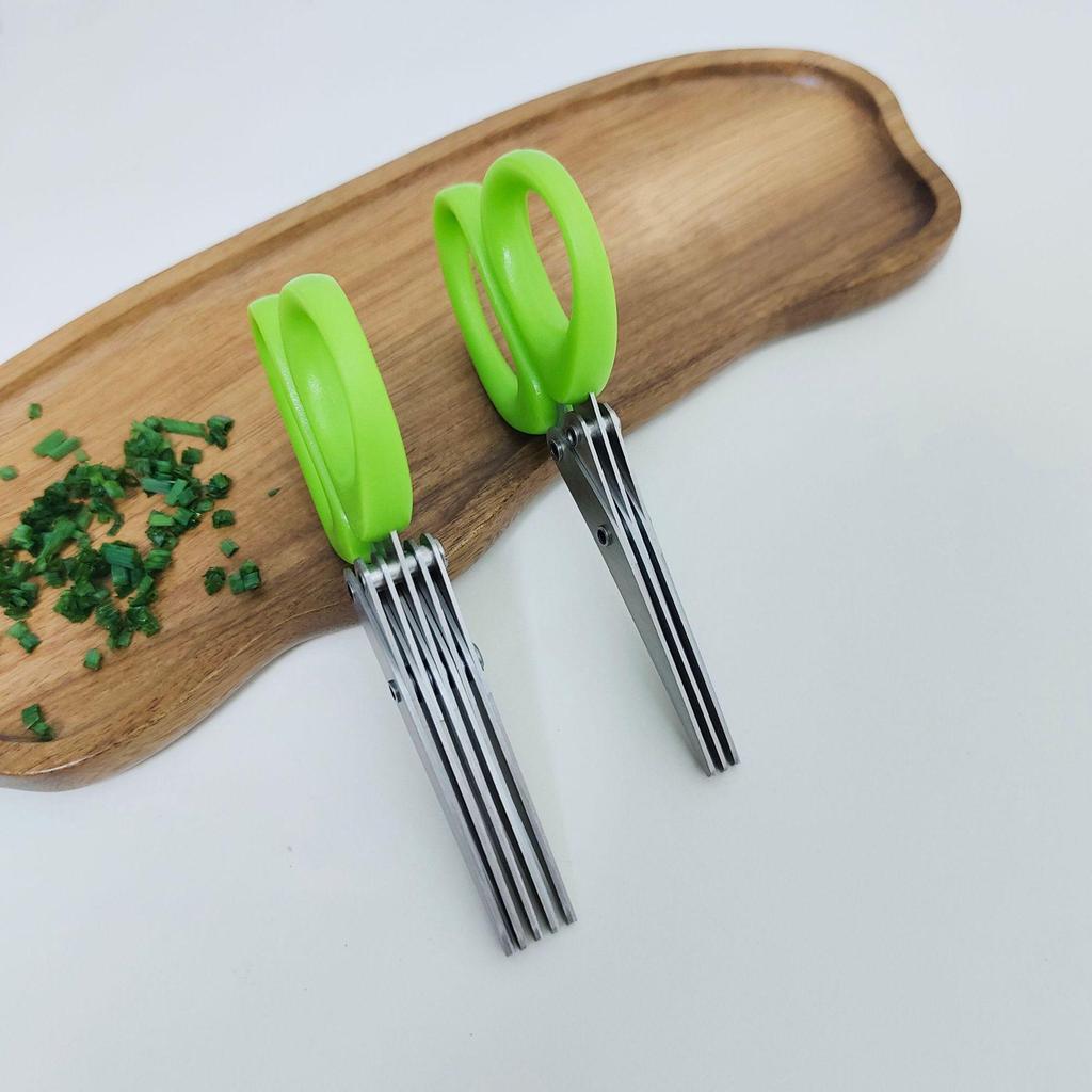 Five-Layer Herb Scissors: Multifunctional Kitchen Tool for Chopping Cilantro, Scallions, and Seaweed