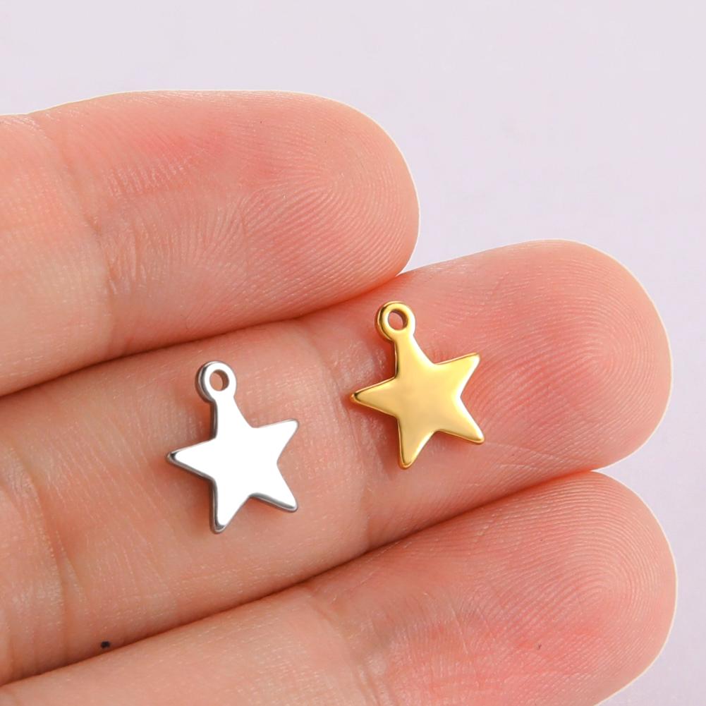 Teamer 5pcs Stainless Steel Charms for Jewelry Making DIY Accessories Sun Star Heart Moon Pendant for Bracelet Necklace Earrings