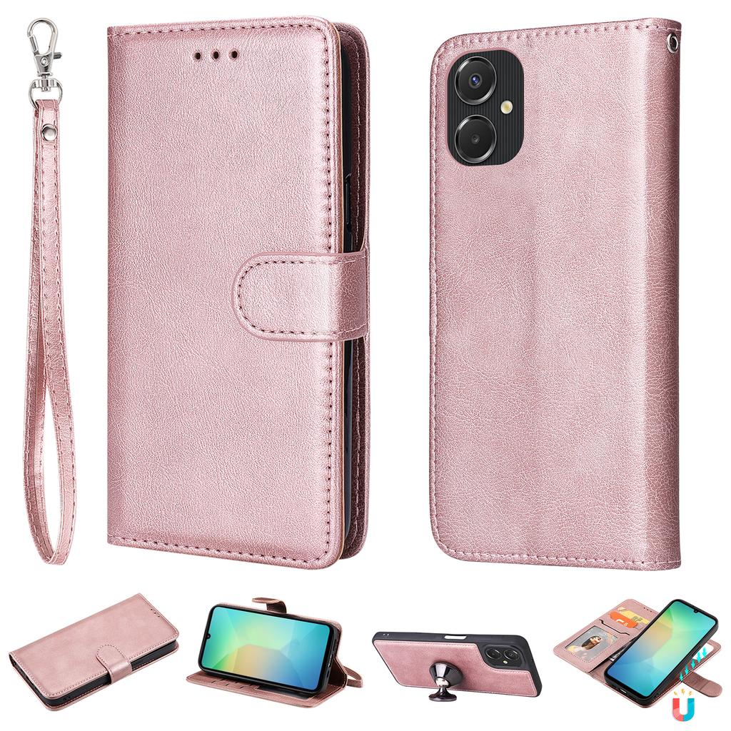 For Samsung Galaxy A06 5G/Galaxy A06 4G Case 2 in 1 Detachable Magnetic Leather Wallet Mobile Cover with Strap