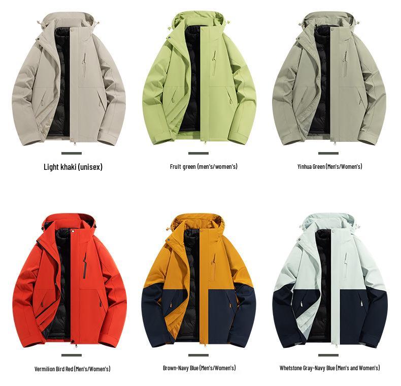 Men's Autumn/Winter Windproof 3-in-1 Down Jacket - Warm, Velvet-Lined Sports Coat