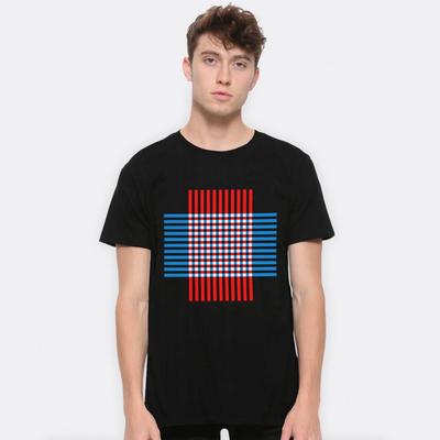 Grafisches T-Shirt mit roten und blauen Streifen, Herren- und Damengrößen