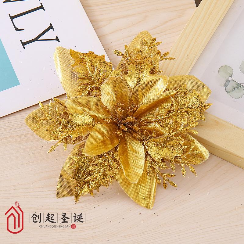 5 buc 14.5cm Sclipici Artificial Crăciun Flori Mreey Decorație Pom de Crăciun Ornamente An Nou Fericit Xmas Flori Artificiale natal