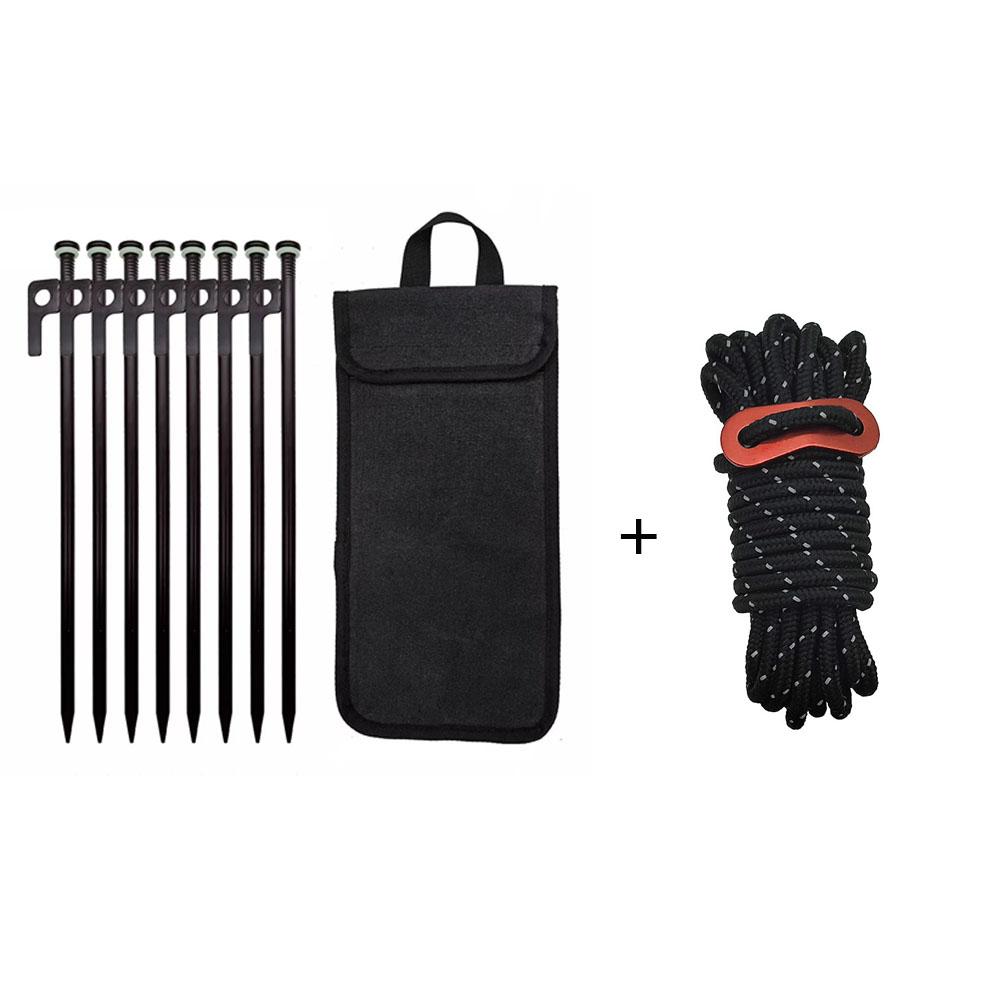 Tent Stakes Heavy Duty Metal Tent Pegs Steel Tent Stakes Fluorescent Silicone Rings Special Bag for Camping Used On Rocks