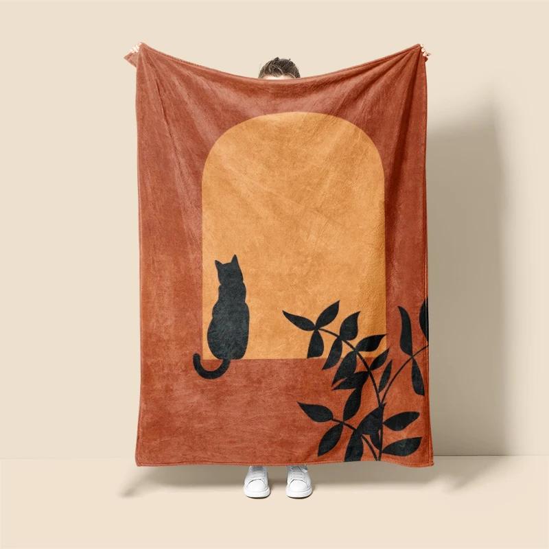 

Домашний декор плюшевый Плед для дивана Аниме животные Покрывало на кровать пушистые мягкие одеяла декор Клетчатый Современный кот черный 30x40in