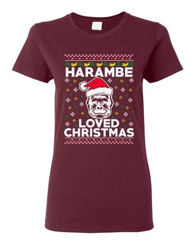 Ladies Harambe Loved Christmas Ape Gorilla Ugly Xmas Funny DT T-Shirt Tee Unisex T-Shirt XXXL