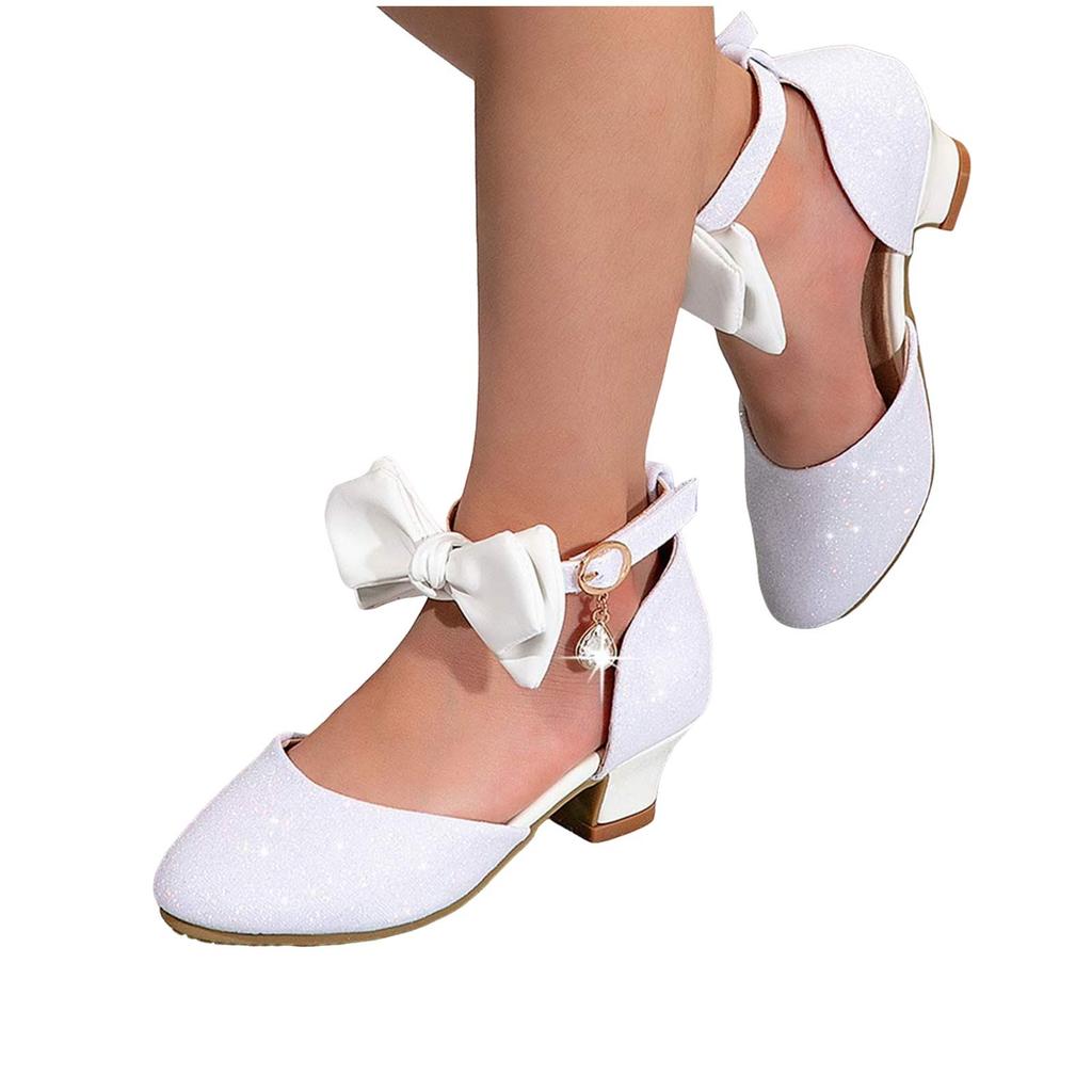 Lucido Lusso Bambini Matrimonio Damigelle Elegante Festa Tacchi Alti Scarpe in Pelle Lunghezza Caviglia Gala Celebrazione Sandalo Elegante da Ragazza