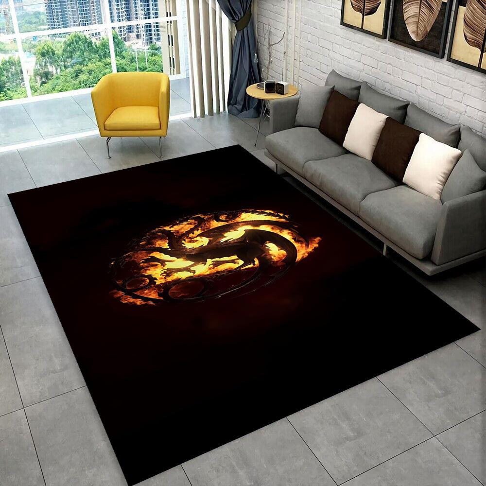 Tappeto Area Tappeto Tappeto TV Film House of The Dragon per Casa Soggiorno Camera da Letto Divano Zerbino Decorazioni, Tappetino Antiscivolo per Giochi Bambini 3D