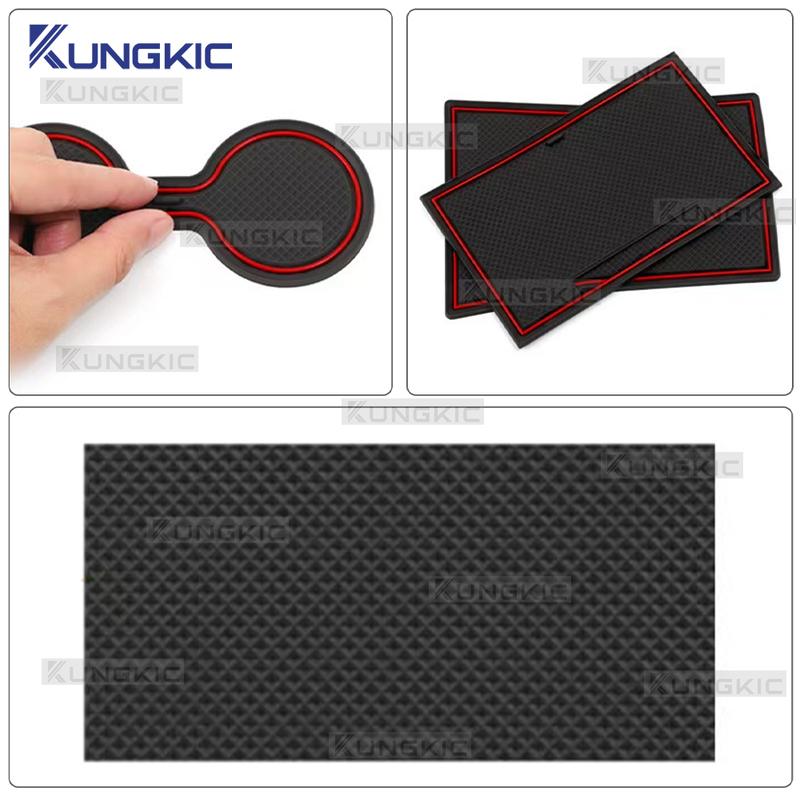Car Door Groove Mat For Hyundai Kona SX2 EV Electric 2024 2025 2026 Anti-Slip Door Gate Slot Pats Auto Kona SX2 EV Accessories rosso