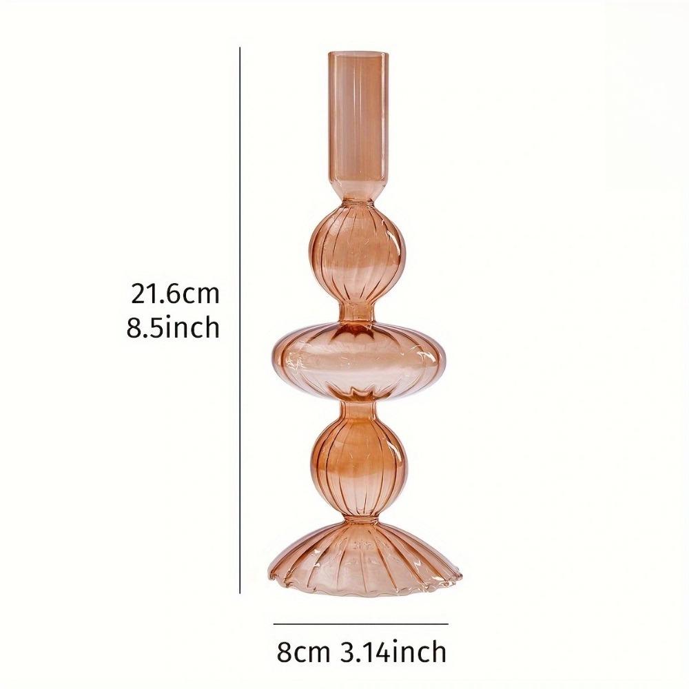 Creative Striped Colored Glass Candle Holder Long Pole Candle Holder Engagement Wedding Festival Celebration Desktop Decoration