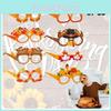 Funny Thanksgiving Party Decorative Glasses For Photos Autumn Maple Leaf Thanksgiving Paper Glasses Characters)