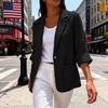 Women's Casual Linen-Cotton Cardigan with Pockets and Seven-Eighths Sleeve