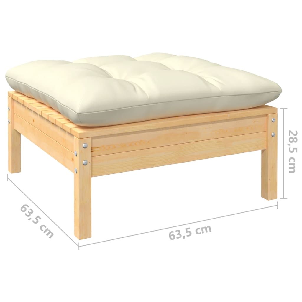 Vidaxl 7-Cz. Set da Giardino, Cuscini Crema, Pino