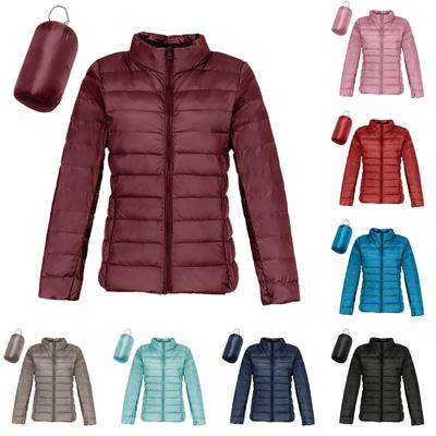 Women's Casual Fashion Lightweight Down Coat Solid Color Round Neck Long Sleeved Short Jacket