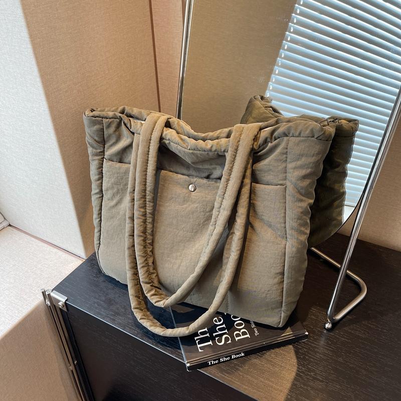 Shoulder Bag For Women Solid Color Soft Cloth Large Capacity Female Handbags Tote Bags
