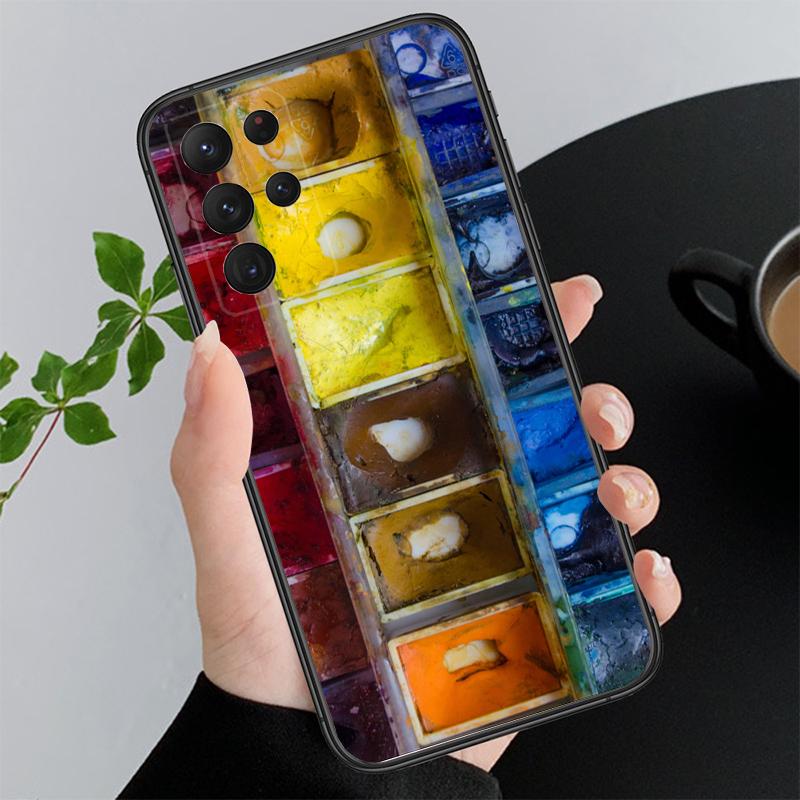 

Watercolors Paint Palette Painting Box Phone Case For Samsung A15 A55 A54 A33 A52 A53 A23 A51 A71 A52S A21S A35 A14 A32 Shell A55