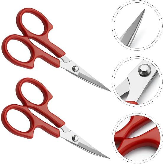2pcs Stainless Steel Grooming Scissors - Women Eyebrow Trimmer & Mustache/Nose Hair Clipper | Portable Nail Trimming Tool for Home, Salon & Makeup