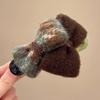 Retro Bow Hair Clip: Versatile Flocking Duckbill for Autumn/Winter