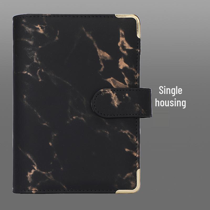 6-Hole A6 PU Leather Marble Diary & Finance Binder Book