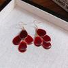 Exquisite Wine Red Petal Pendant Earrings for Women Girls Fashion Long Tassel Droplet Shaped Ear Hook Earrings Jewelry Gifts