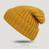 Big Head Siding Wool Hat Women Loose Warm Pile Knitted Hat Cold Hat Big Face Showing Small Knitted Ear Protection Hat