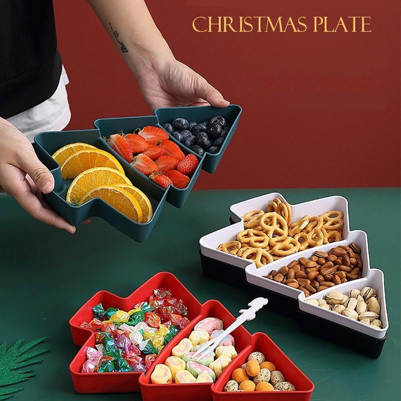 Christmas Tree Fruit Bowl Home Snack Plate Plastic Candy Dish Melon Seeds Dried Fruit Box Lazy Snack Box