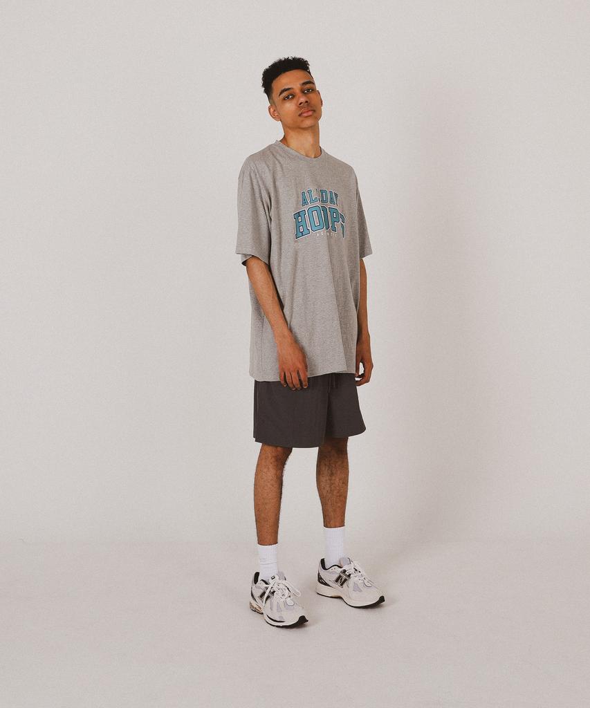 ALL DAY HOOPS Authentic Short Sleeve Tee Melange Grey