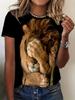 Summer Women's Casual Short Sleeve T-Shirt Vibrant Lion Geometric Print Fashion Casual Tops Tees Y2k Versatile Women's Clothes