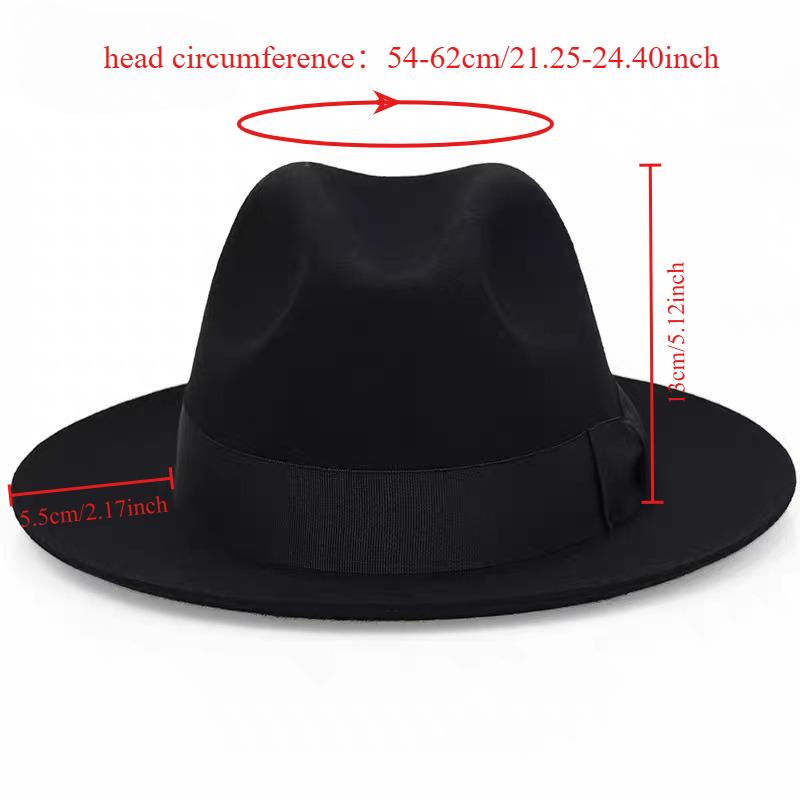 High Quality Large Size Wool Fedoras Hats British Retro Panama Hat Big Brimmed Top Hats Big Head Tibetan Style Jazz Hat 54-62Cm