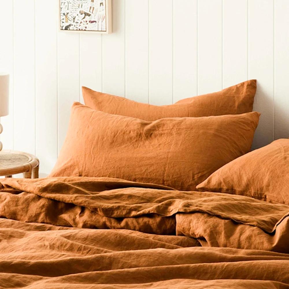 Ensemble de 2 Taies d'oreiller Douces Respirantes 100% Lin Housse de Coussin Décoratif Carré Différentes Tailles pour Lit Canapé Sofa Enveloppe