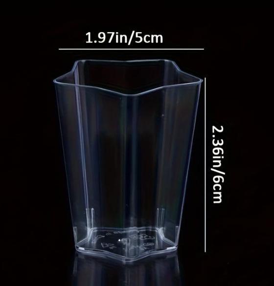 Set de Cupe Pătrate Transparente pentru Sos și Mousse cu Lingurițe - Perfect pentru Deserturi și Aperitive