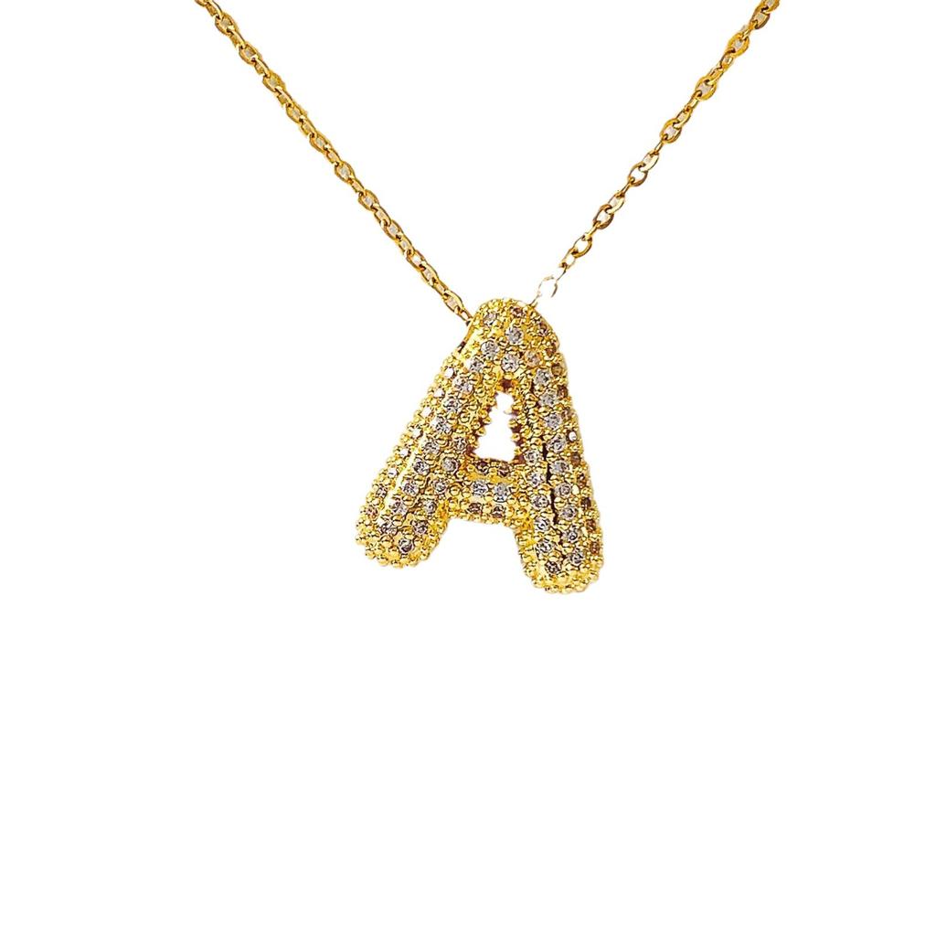 Necklace Female English Alphabet Necklace Female Hip Hop Full Zircon Delicate Clavicle Chain Personality Necklace