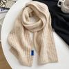 Wool gray scarf girls autumn and winter white knitted wool warm versatile high sense scarf white