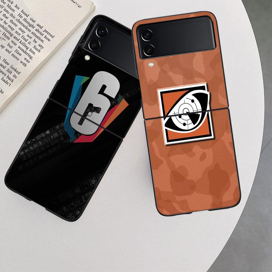 Game Rainbow S-Six S-Siege Phone Case For Samsung Z Flip 7 6 5G Galaxy Z Flip 5 4 3 Black Hard Cell Cover Luxury PC Shell Coque