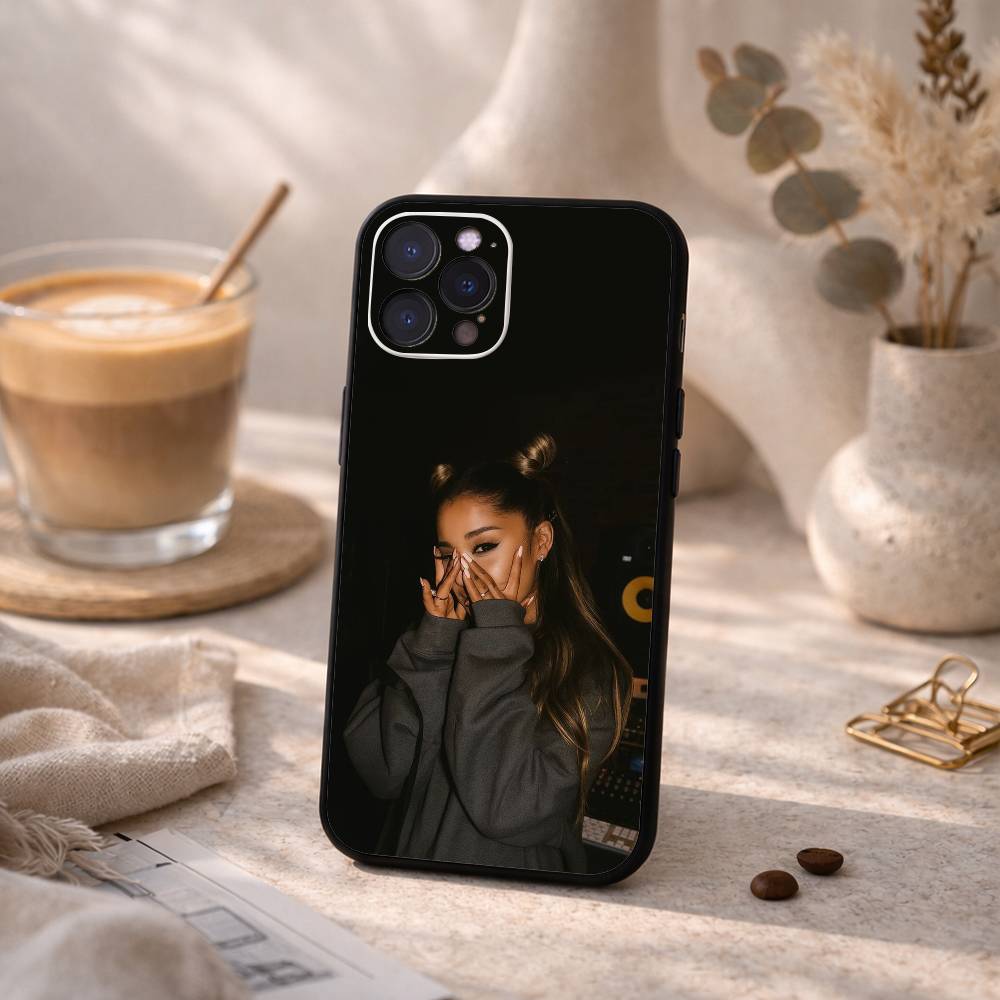 A- Ariana G-Grande Phone Case For iPhone17,16,15,14,13,12Plus,Pro Max,XS,5G Soft Silicone Black Cover