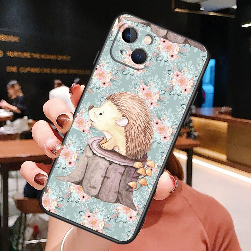 Animal Hedgehog Phone Case For iPhone 16 Pro Max 15 14 13 11 12 Pro Max Plus 12 13 Mini XR 16e Funda Cover