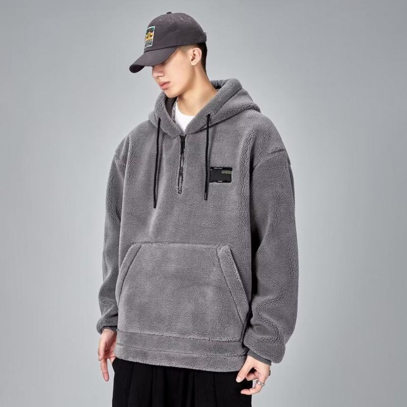 Men's Fleece Hooded Sweatshirt: Autumn/Winter Thickened Loose Fit Jacket