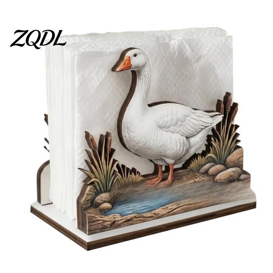 Durable Wood Napkin Caddy for Parties Rustic Wooden Holder, Octopus/Bird/Goose/Turtle/Black Bear/Elephant Pattern, Compact Tissue Sturdy Holder
